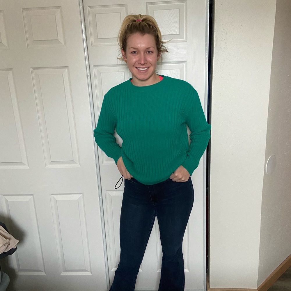Teal green sweater